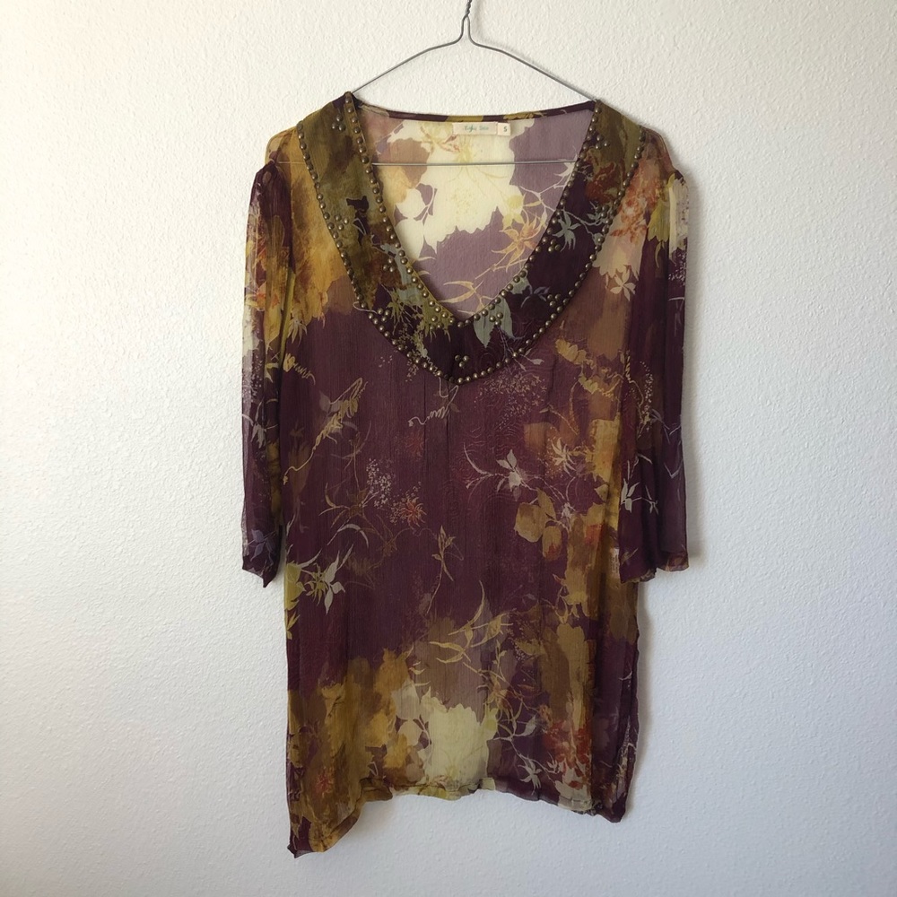 Kyla Sea studded gauzy sheer tunic size small